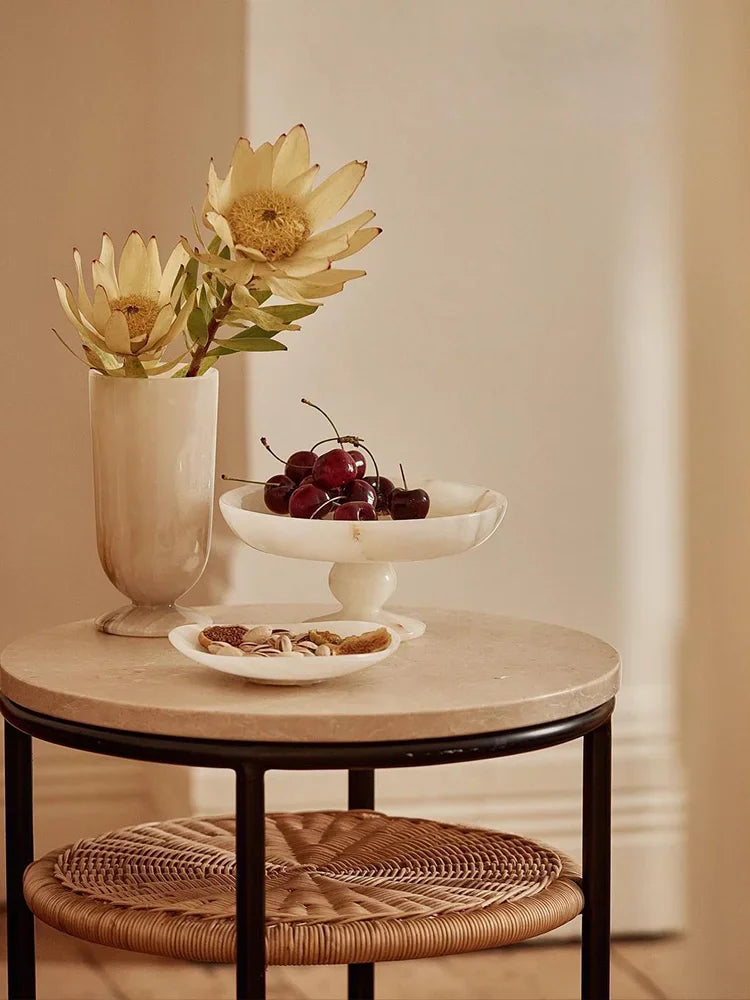 White Onyx Natural Marble Serving Tray