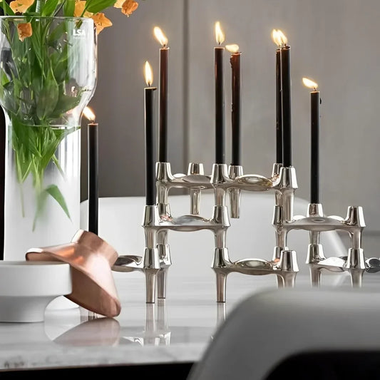 Molecular Nordic Metal Candlestick Holder