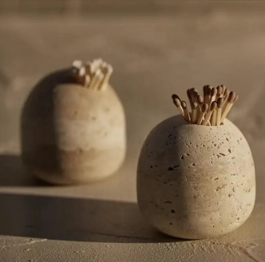 Travertine Match Holder