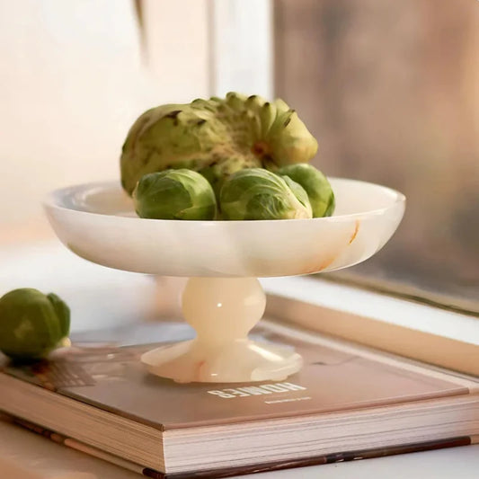 White Onyx Natural Marble Serving Tray