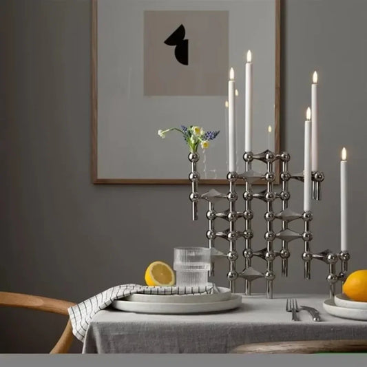 Molecular Nordic Metal Candlestick Holder